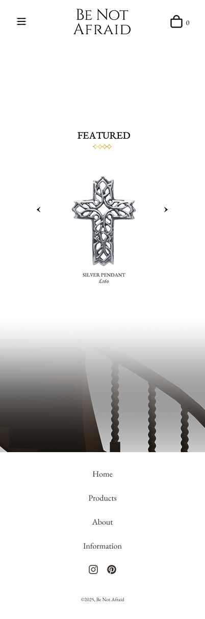 Be Not Afraid Jewellery Landing Page collections mockup
